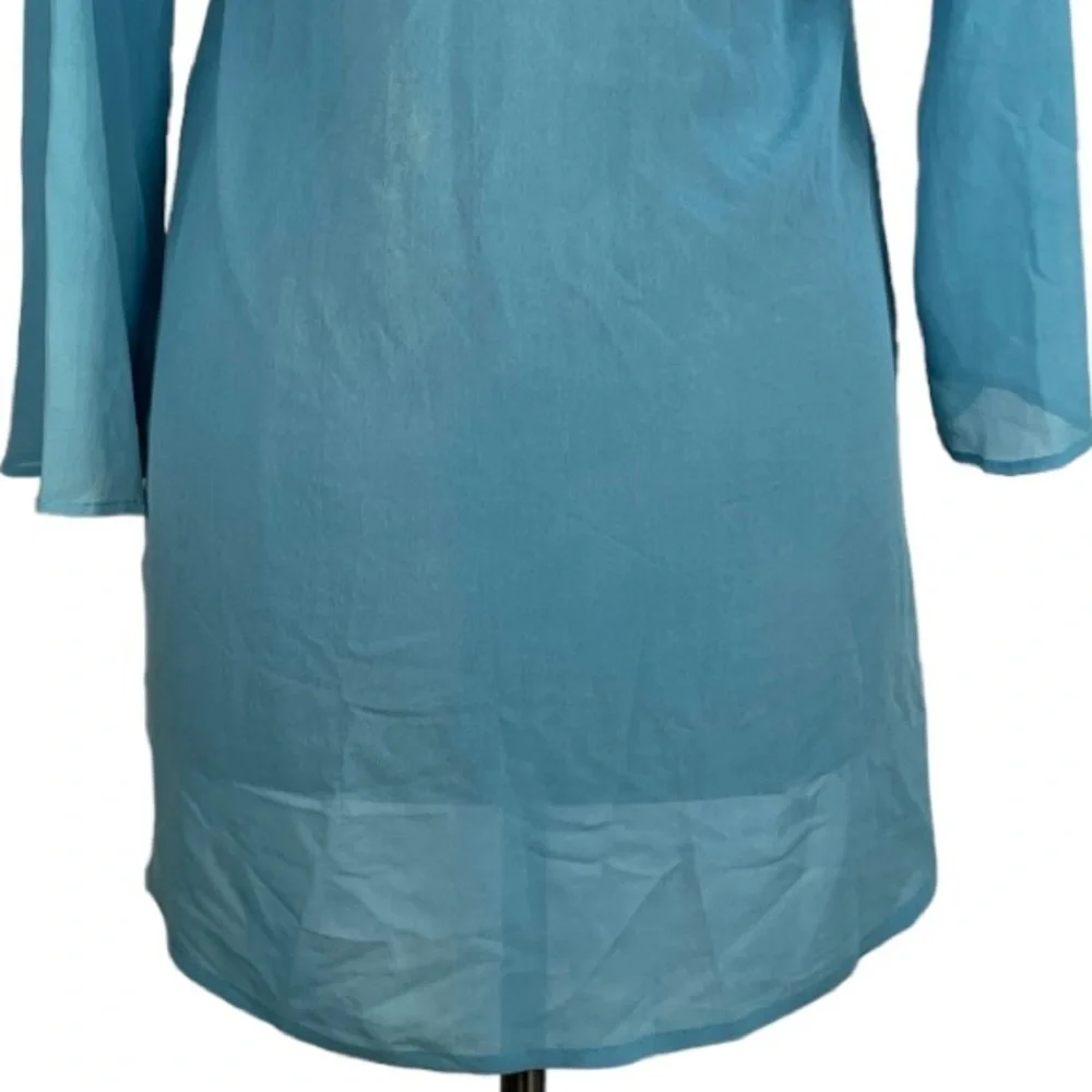 TAJ BY SABRINA CRIPPA SHEER BEADED SILK V-NECK TUNIC SWIM COVER UP - Picture 8 of 14
